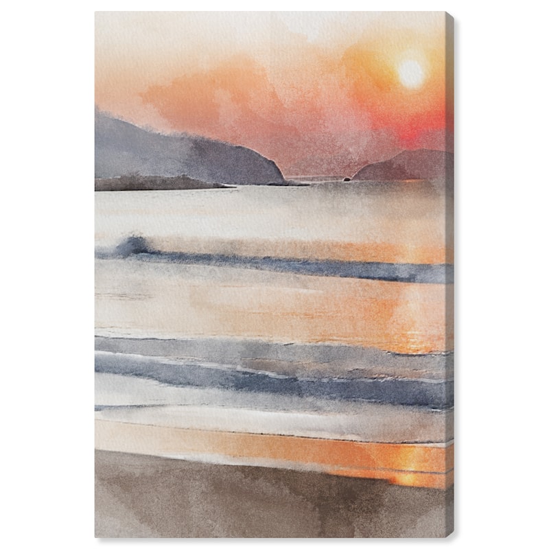 Wynwood Studio Canvas Nautical and Coastal Amber Sky Beach II Orange and Nautical & Coastal Wall Art Canvas Print