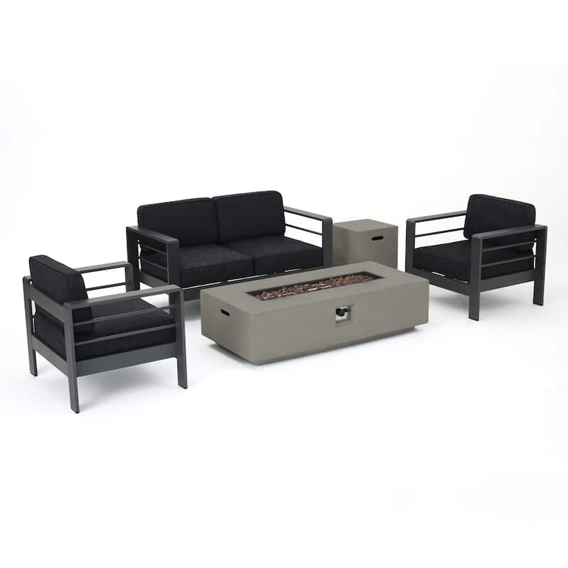 Cape Coral Grey 5-piece Fire Table Patio Chat Set by Christopher Knight Home