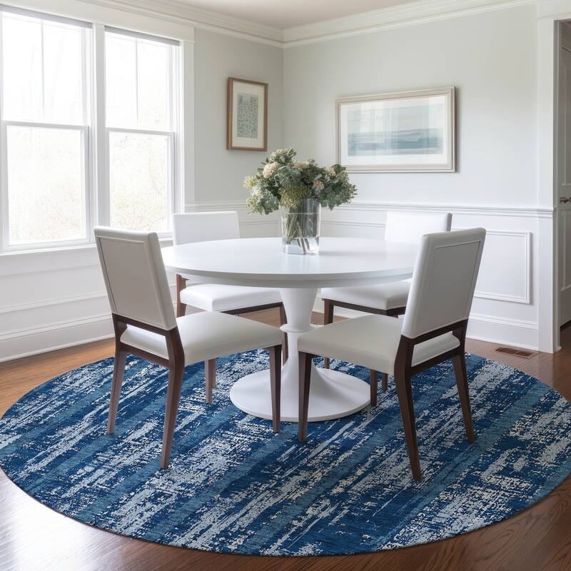 Machine Washable Indoor/ Outdoor Chantille Stripe Ombre Rug