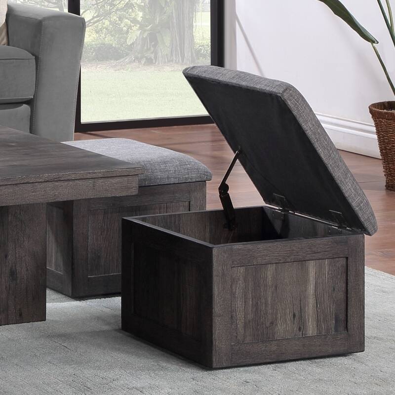 Wood Coffee Table Set with Storage Stools