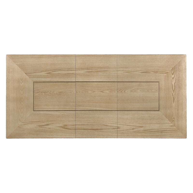 60"-78" Extendable Dining Table with Smooth Rails, Wooden Kitchen Table with Removable Leaf, Double U-Shape Base