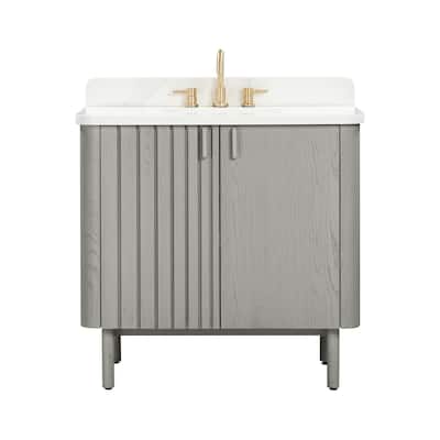 Avanity Blakely 37 in. Vanity Combo in Gray Oak finish with Calacatta Quartz Top