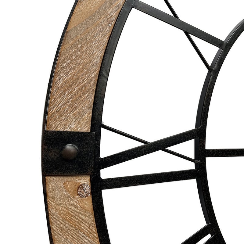 Marinela Round Wood Modern Farmhouse Wall Clock - 33"H x 33"W x 0.5"D