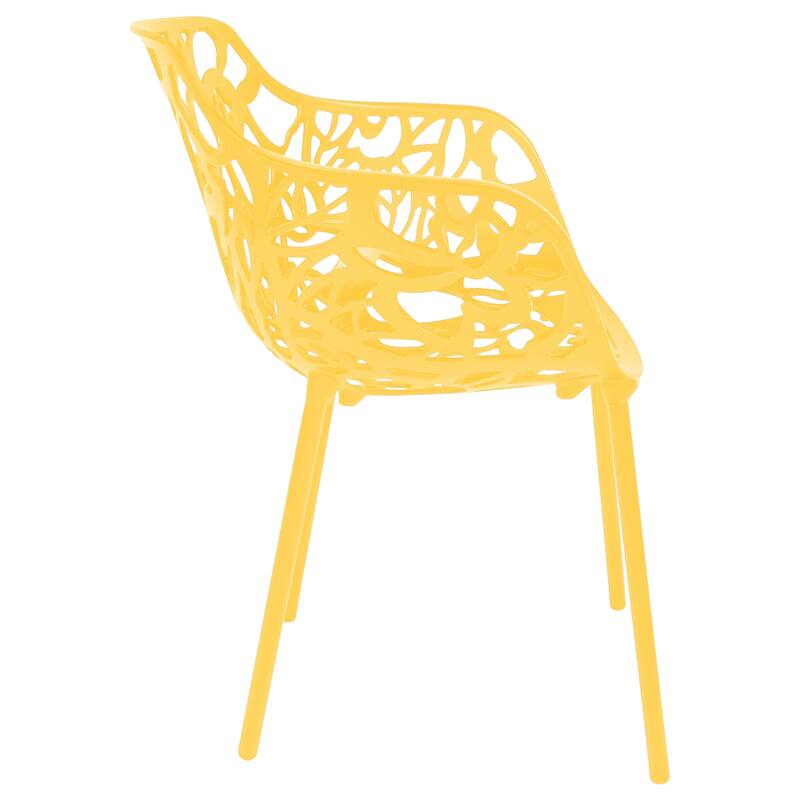 Devon Aluminum Dining Armchair with Floral Cutouts – Stackable, UV-Protected, Indoor/Outdoor Patio Side Chair