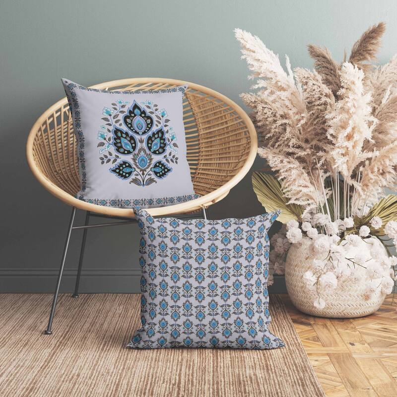 Vintage Verve Faux Suede Reversible Throw Pillow Teal and Black