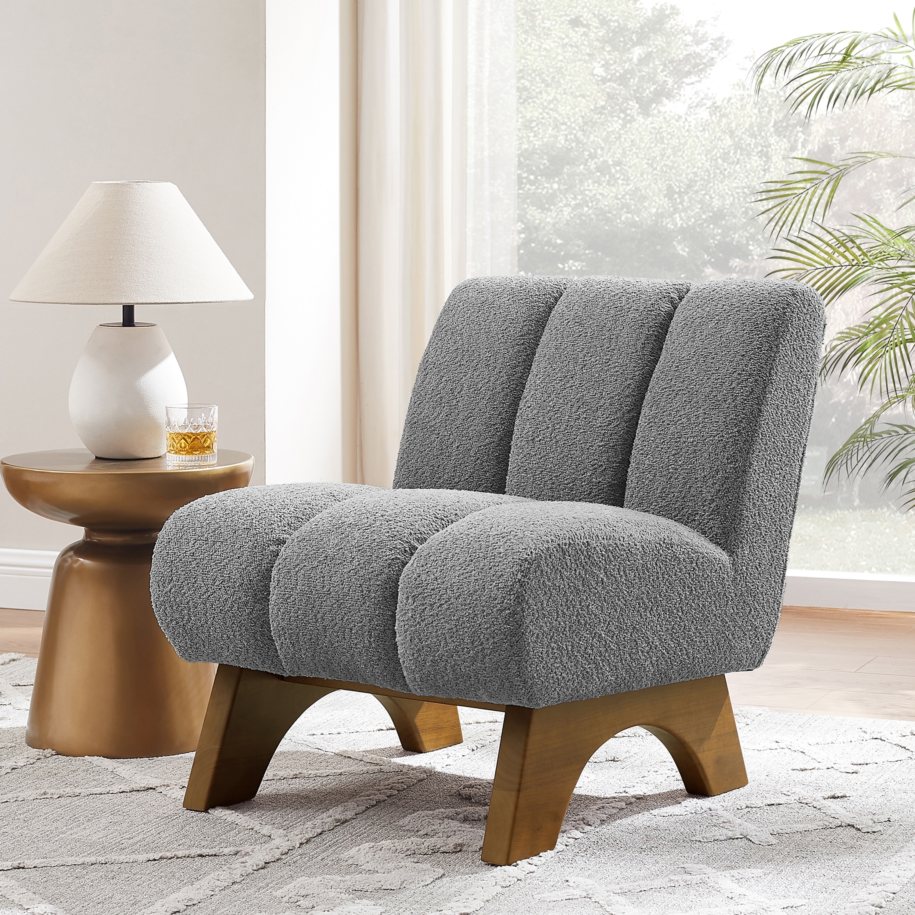 Art Leon Modern Wood and Fabric Accent Sofa Chair