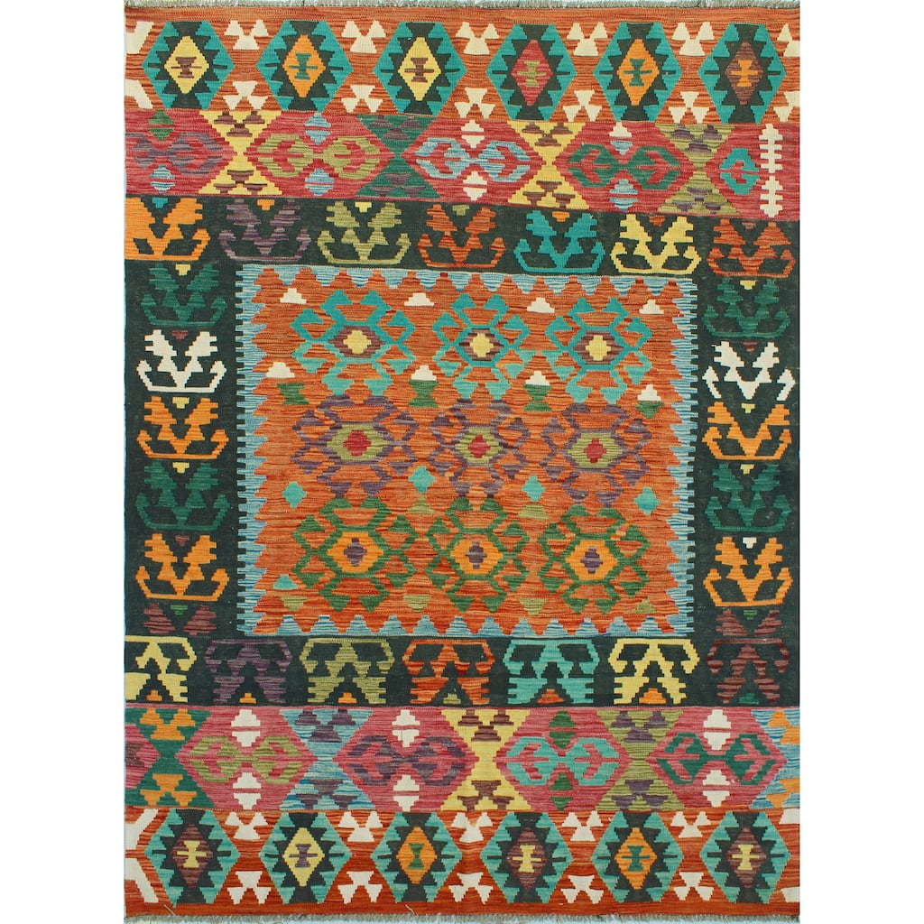Flatweave Shana Rust/Black Rug - 4'6" x 8'1"