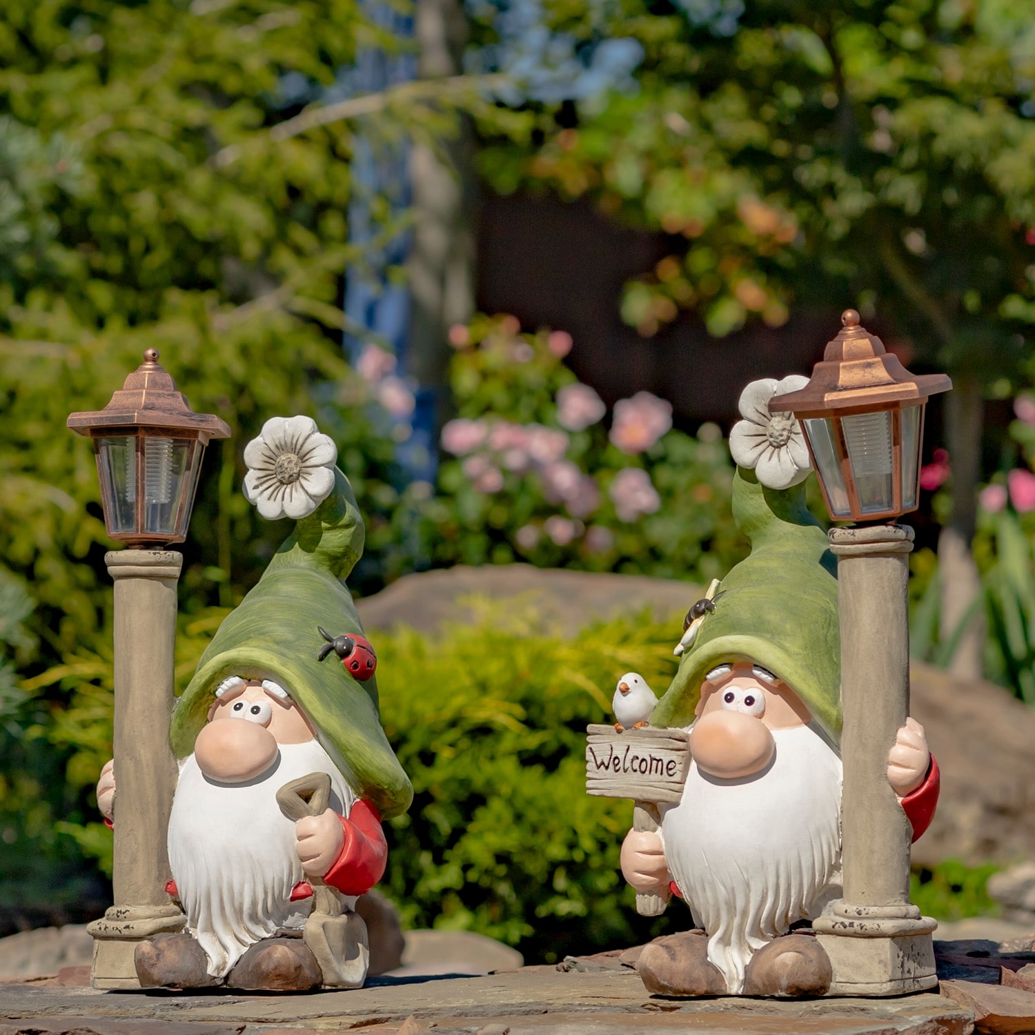 Solar garden gnomes top