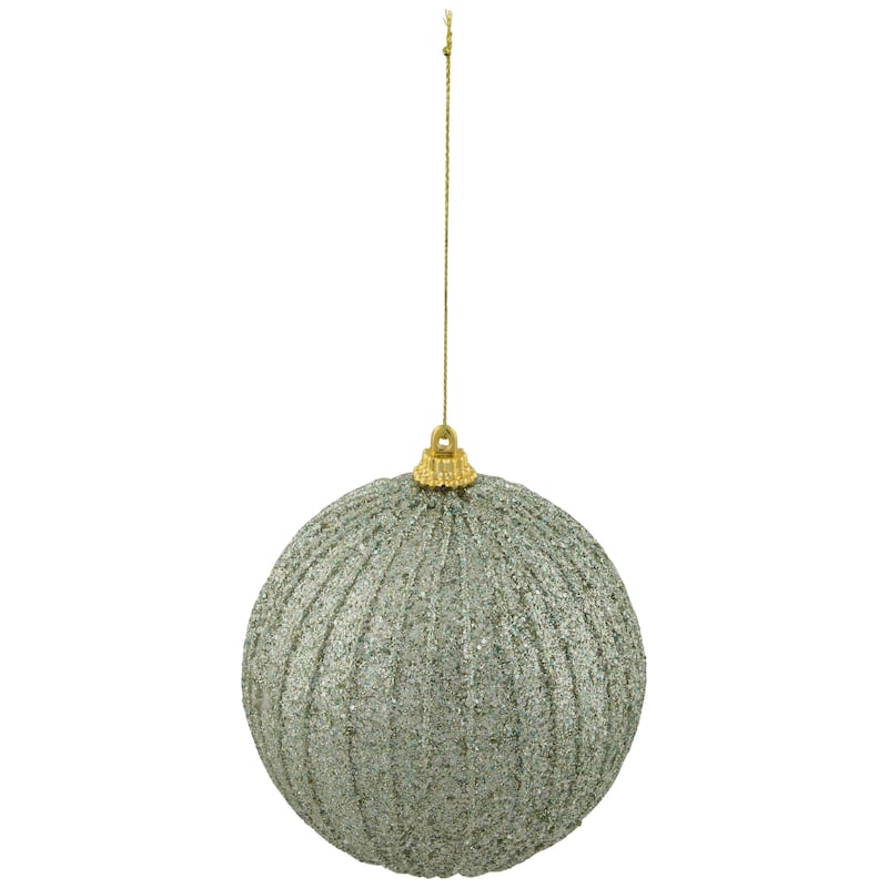 Holographic Glitter Shatterproof Christmas Ball Ornament - 4" - Tea Green