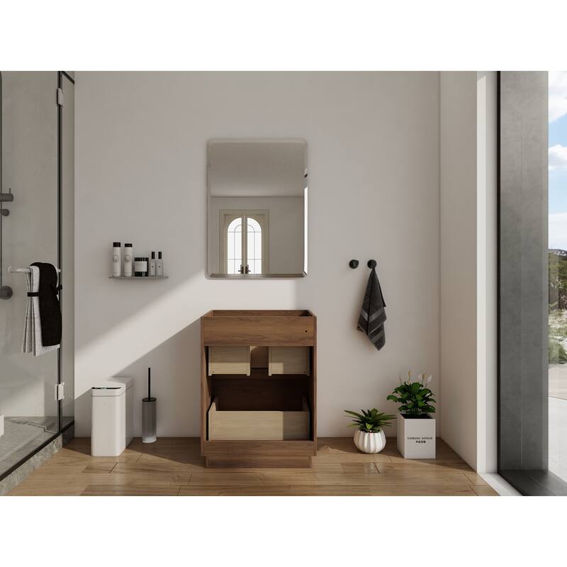 GDFStudio - Geneva Modern Wall-Mounted Bathroom Vanity Set with 2 Soft Close Drawers, Sink NOT INCLUDED