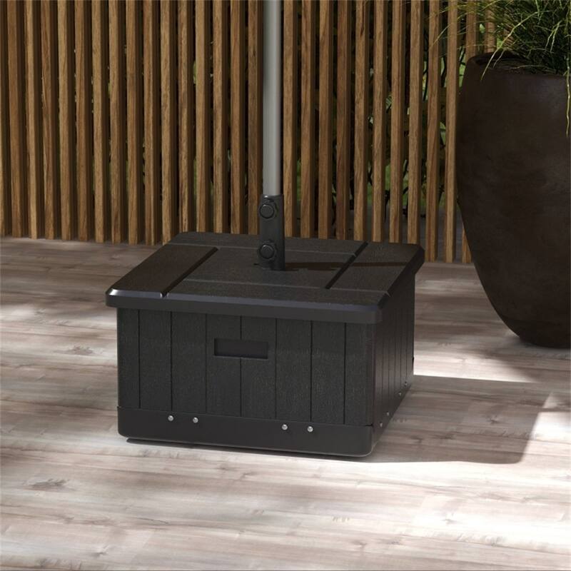 3 in 1 Outdoor Umbrella Base with Coffee Table and Planter Box Heavy Duty Sand Fillable Fits 1.5 to 1.9 Inch Poles