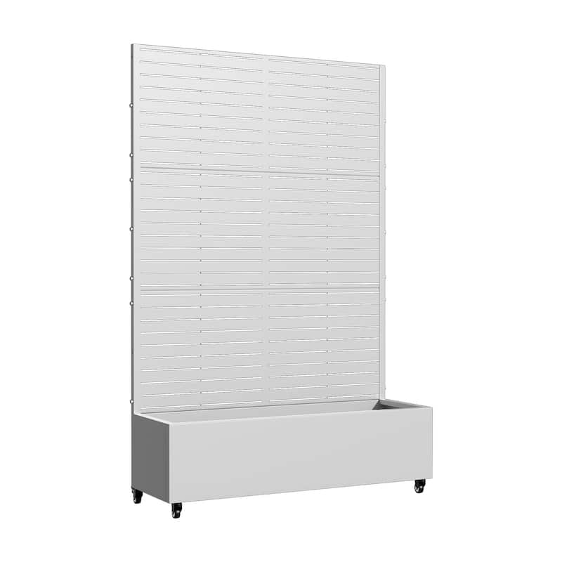 Metal Movable Planter Box with Trellis Privacy Screen Planter Box with Lockable Wheels - 72"x47"