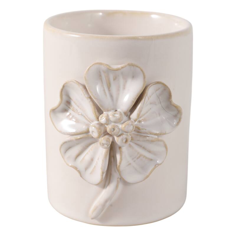 Ceramic Cute Pencil Cup Decorative Flower Office Desk Accessory