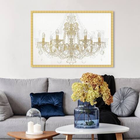 Oliver Gal 'Chandelier Diamond' Fashion and Glam Wall Art Framed Print Chandeliers - Gold, White