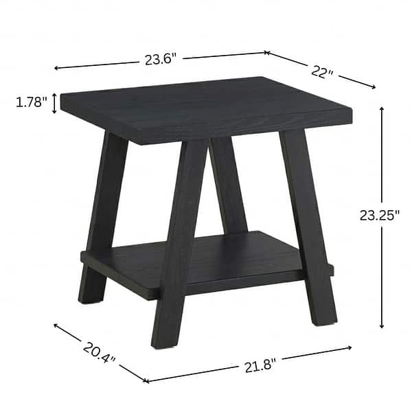 dimension image slide 5 of 12, Roundhill Furniture Athens Contemporary Wood Shelf End Table