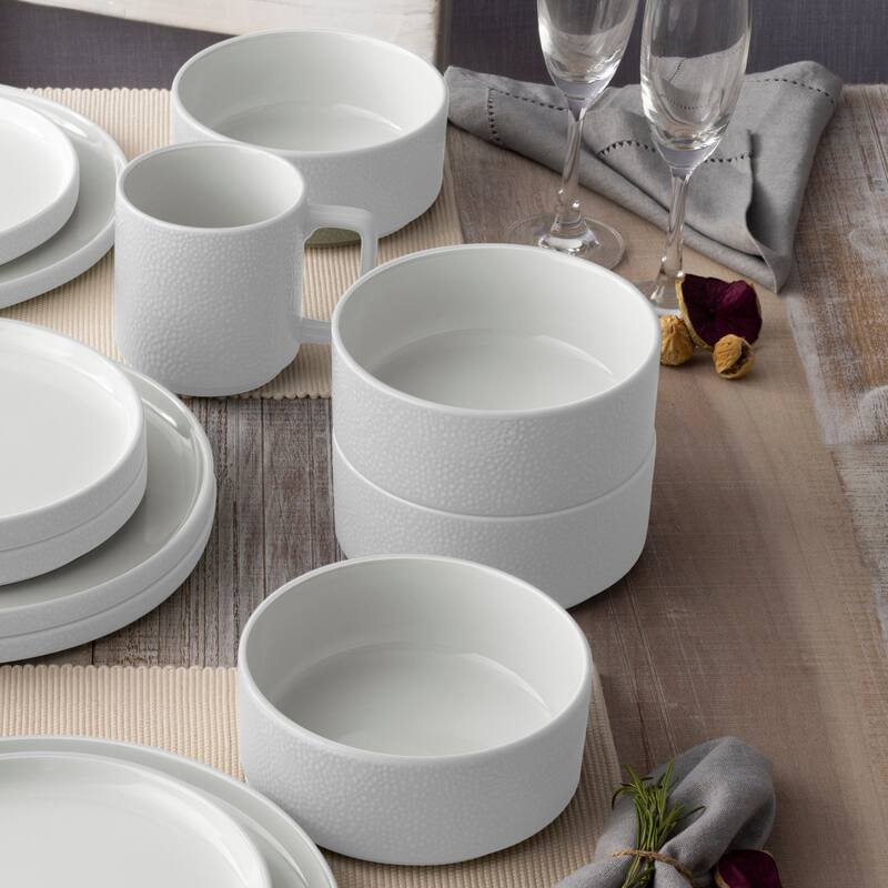 Noritake Colortex Stone 16-Piece Stax Dinnerware Set, Service For 4