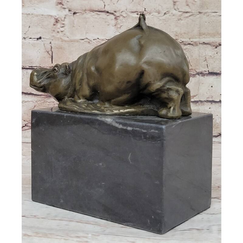 Miniature Hippopotamus Hippo Bronze Figure Statue Sculpture Collectible 6.5 Inches X 5 Inches
