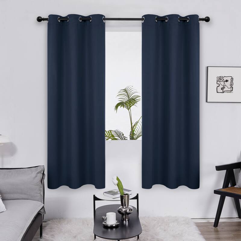 Deconovo Grommet 38 Width Curtain (2 Panel) - 38x72 - Navy Blue