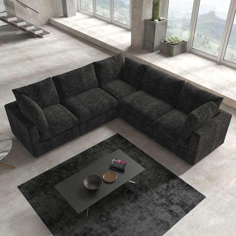 Corner Sofa Minimalist Upholstered Cushion Sofa Chenille Modular Sectional Couch