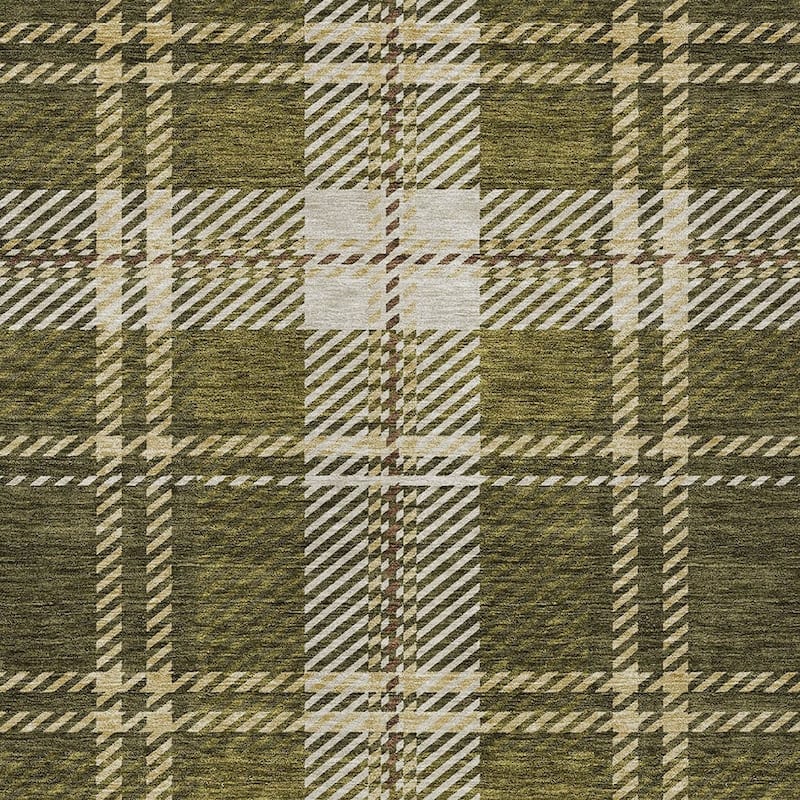 HomeRoots Plaid Transitional Rectangle Outdoor Rug