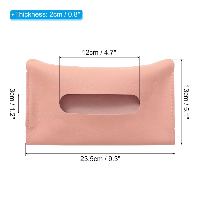 Car Tissue Holder, PU Leather Napkin Dispenser with Elastic Strap - 23.5x13x2cm - Pink