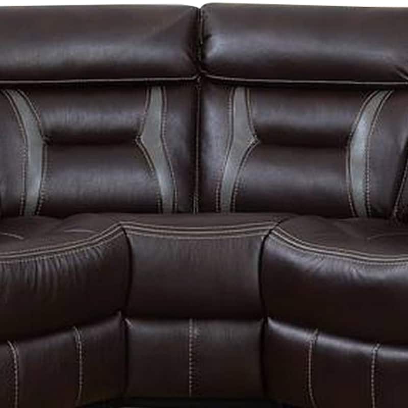 Lof Power Reclining Sectional Sofa Set, USB Port, Brown Gel Faux Leather
