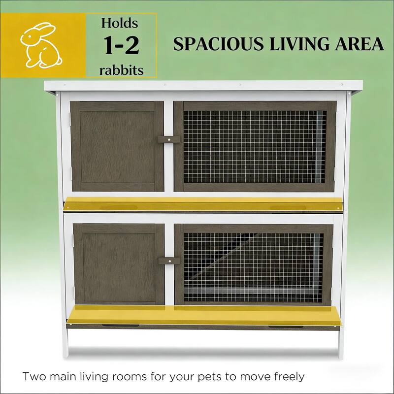 Pet House,Wooden Small Animal Cage is designed for convenient cleaning - Brown