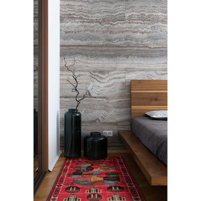 ECARPETGALLERY Hand-knotted Teimani Red Wool Rug - 3'7 x 6'6