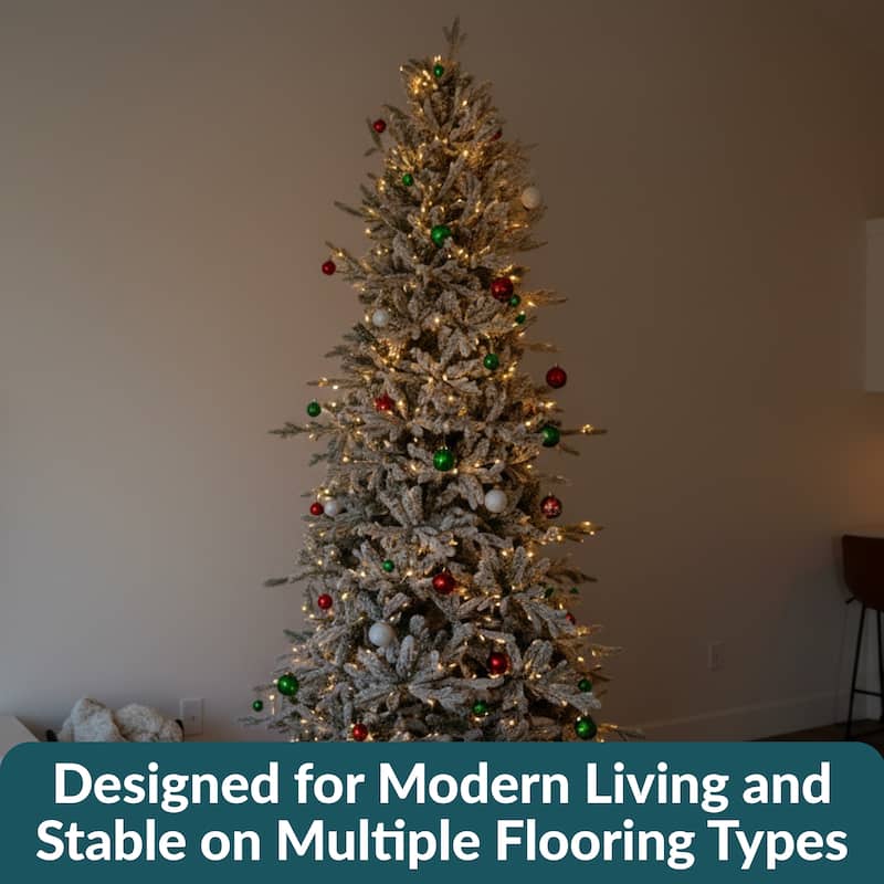 Sunnydaze Stately and Slim Artificial Christmas Tree - Unlit - Flocked