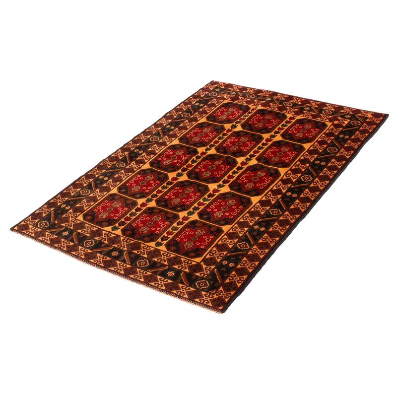 Teimani Beige, Red Rug 4'3" x 6'7" - 4'3 x 6'7