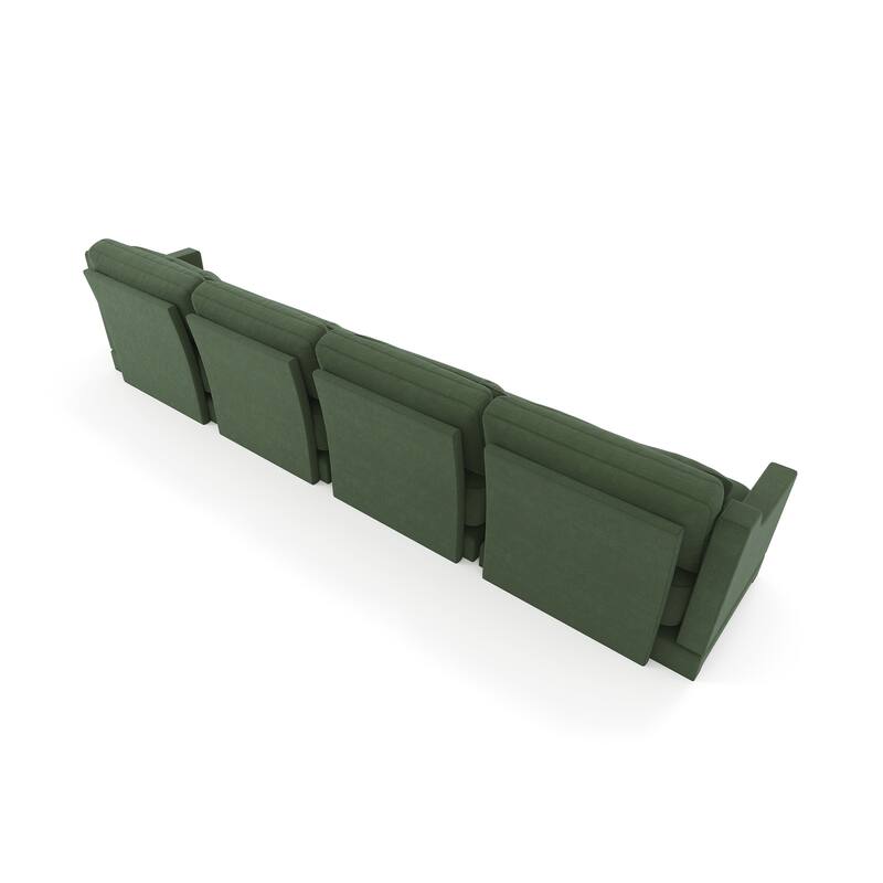 141.7″ Chenille 6-Seater Sofa with Ergonomic Wooden Base & High-Resilience Sponge