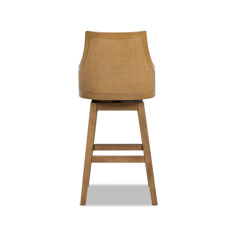 Bahama 26" Cane Rattan High-Back Swivel Counter Height Bar Stool