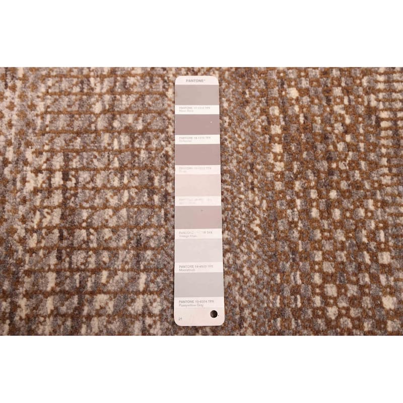 ECARPETGALLERY Hand-knotted Finest Silk Shadow Brown, Taupe Wool Rug - 7'10 x 10'0