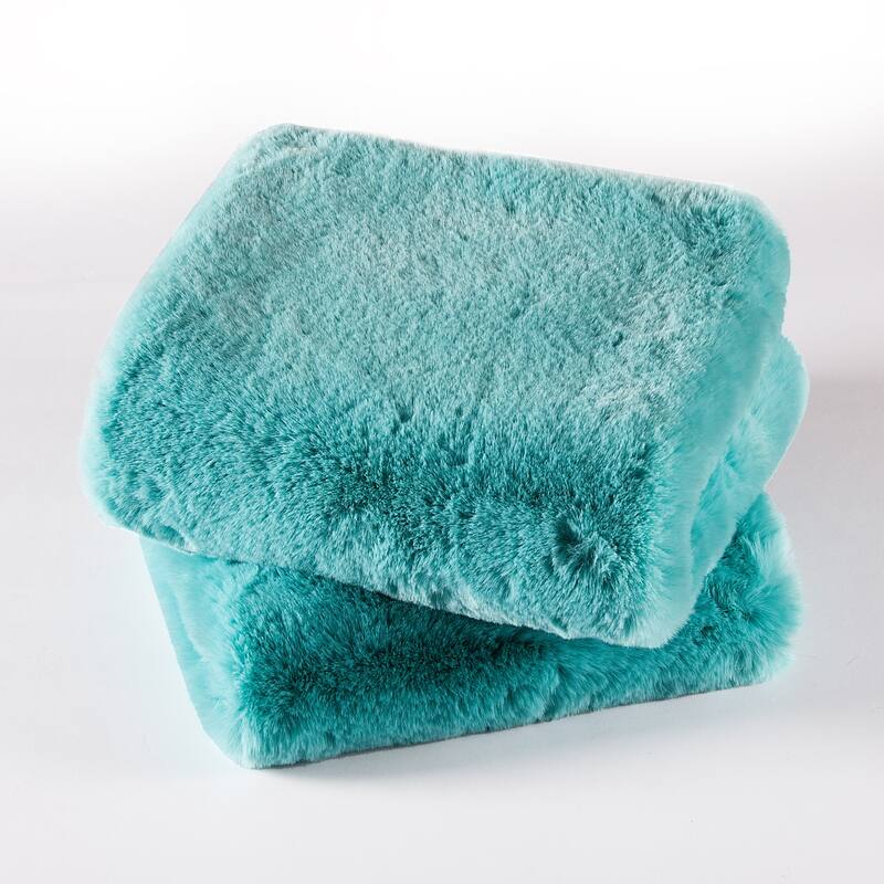 Serenta Heavy Fauxfur Pillow Shell 2 PC Set, NO INSERT - 20" x 20" - Blue Turqoise