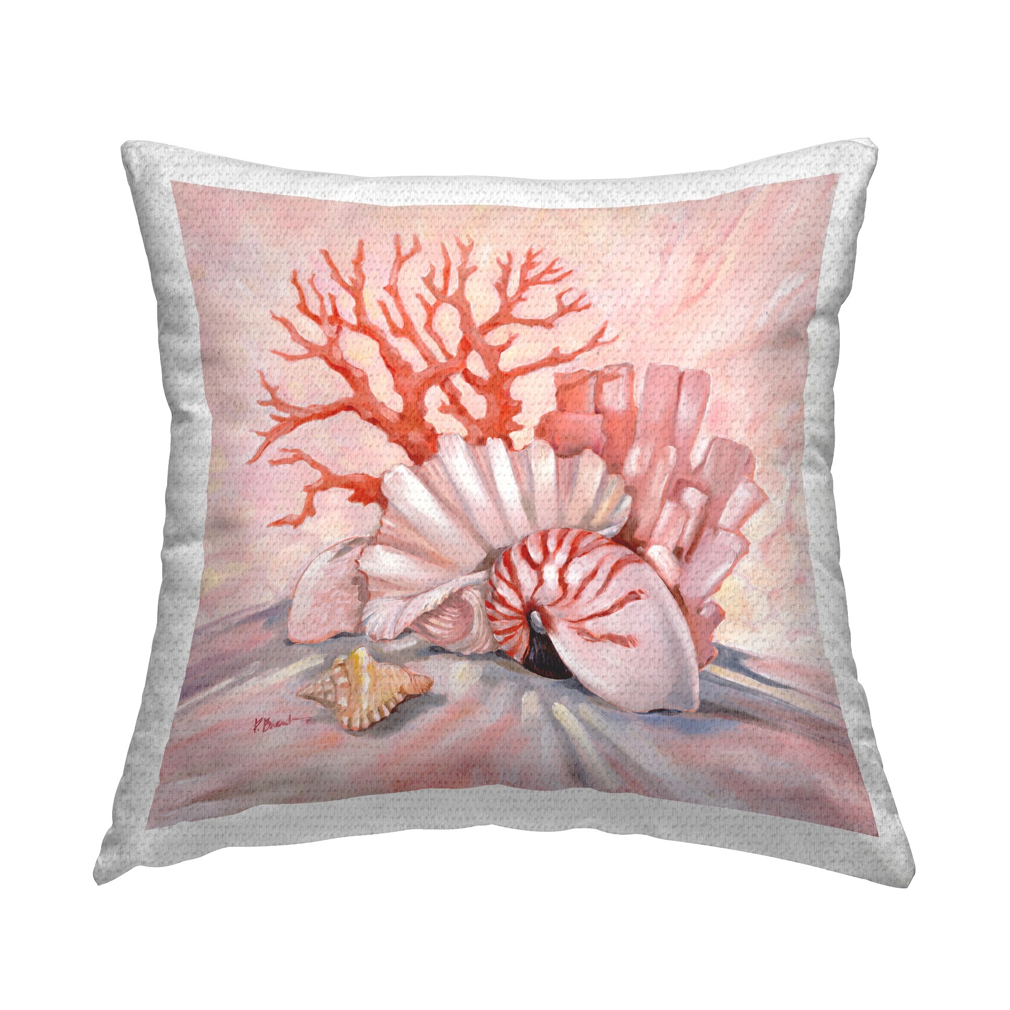 Stupell Pink Coral Still Life Printed Outdoor Throw Pillow Design by Paul Brent