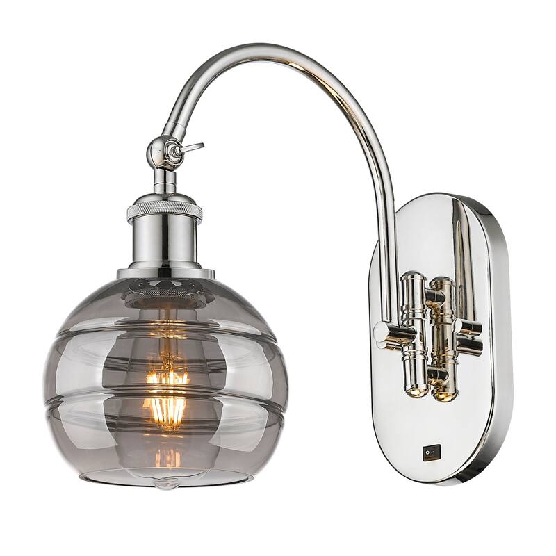 Innovations Lighting 518-1W-11-6 Rochester Sconce Rochester 11" Tall - Polished Nickel / Smoked