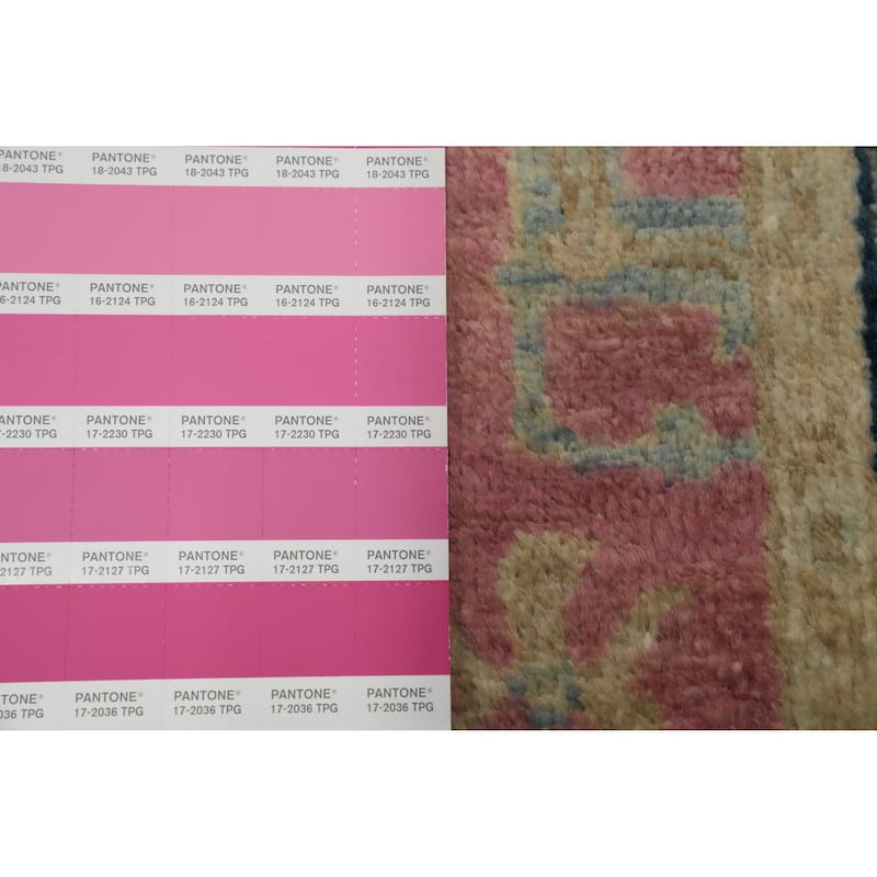 Hand Knotted Oriental 100% Wool Carpet Transitional All-Over Pink Oushak Runner Rug - 14' 7'' X 2' 7''