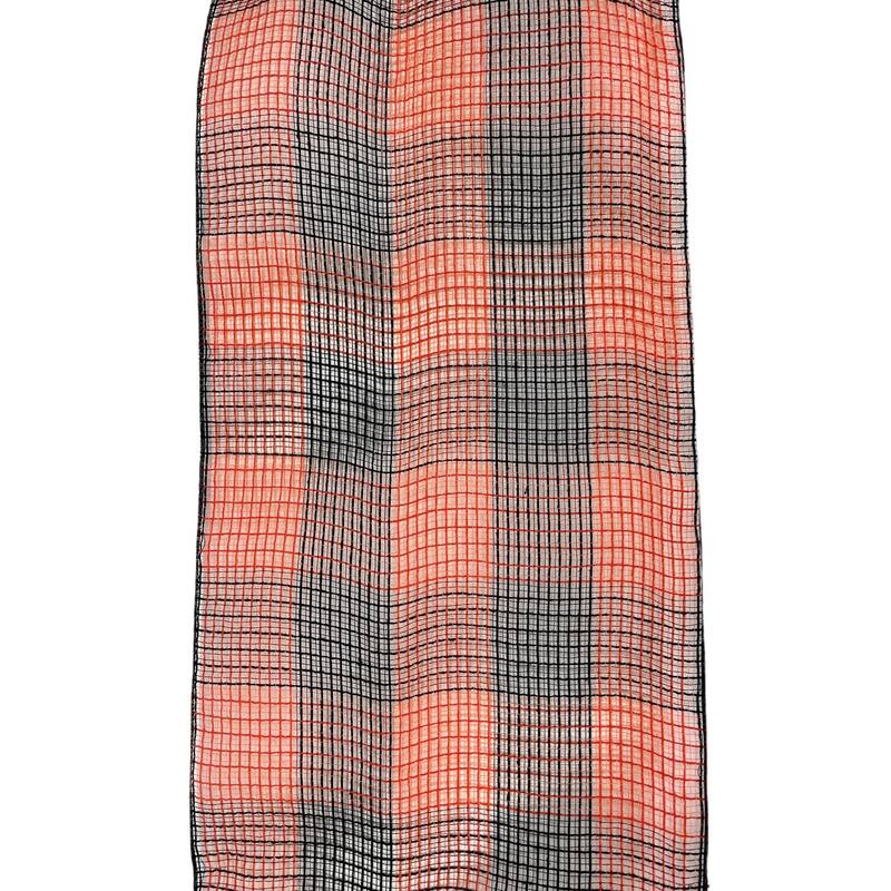 Ribbon Poly Burlap Mesh Orange Black Check 10.5" x 10YD - 10" x 10YD