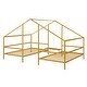 preview thumbnail 4 of 7, Metal Double Twin Size Triangular House Beds with Built-in Table for Home