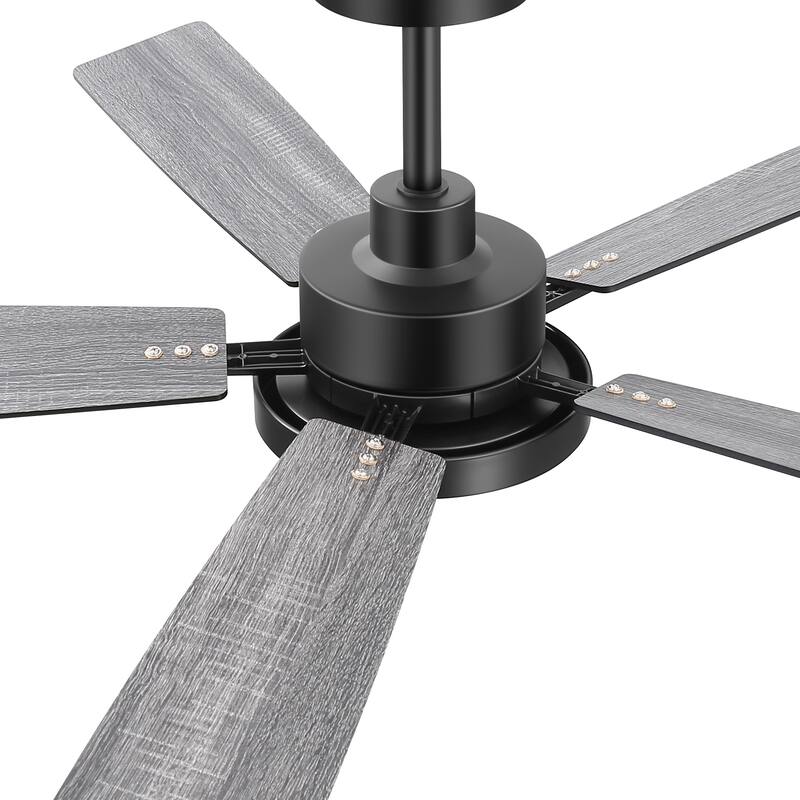 52" Black 5-Blade Integrated LED Ceiling Fan with Light and Remote