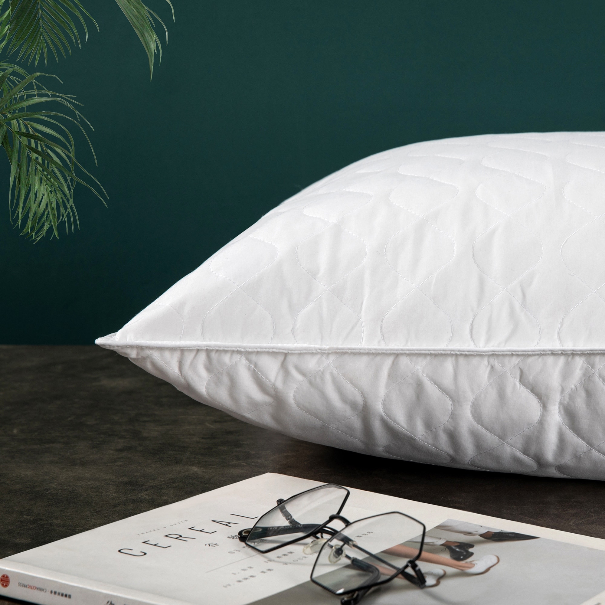 St. James Home Quilted White Goose Feather and Down Pillow Set of 2 Standard