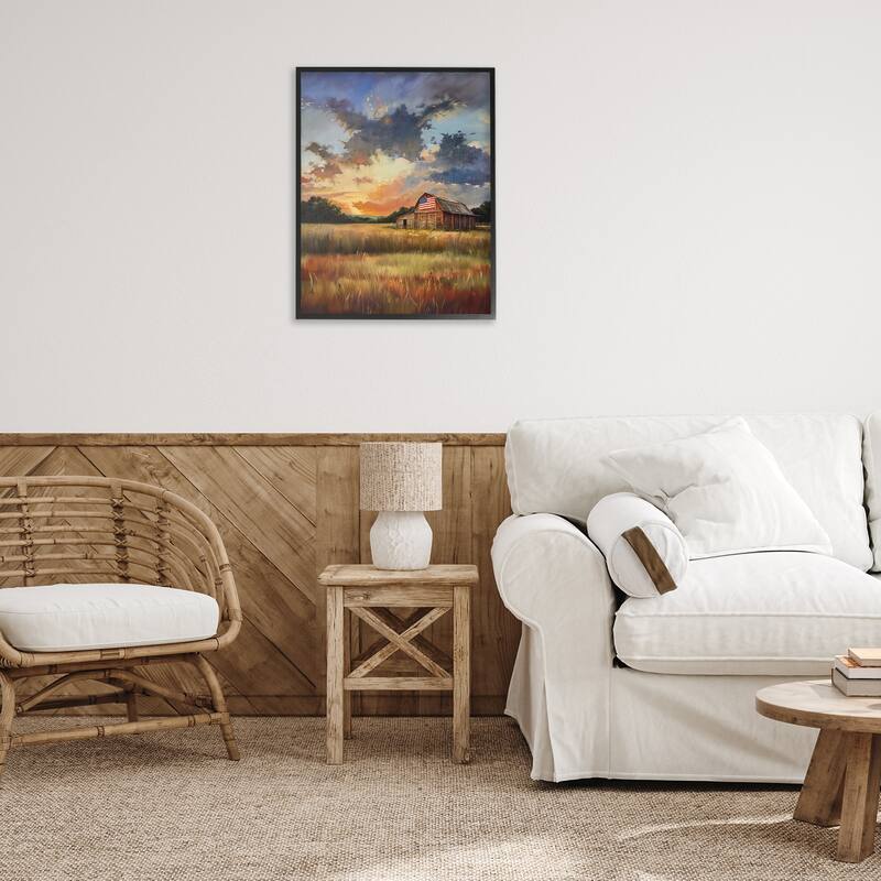 Stupell American Barn at Sunset Framed Giclee Art Design By Arlington Prints
