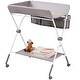 preview thumbnail 3 of 8, Gray Steel & Oxford Foldable Baby Changing Table with Wheels & Storage - 33.46 x 29.53 x 41.34 in