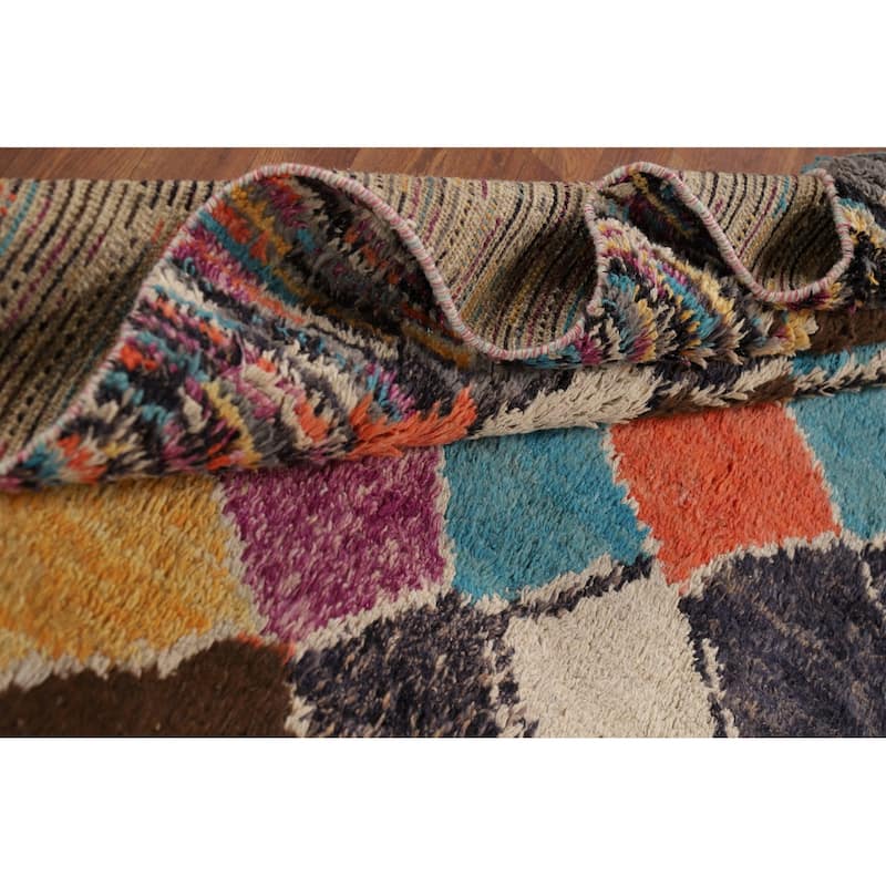 Colorful Plush Moroccan Oriental Area Rug Handmade Wool Carpet - 7'0" x 11'2"