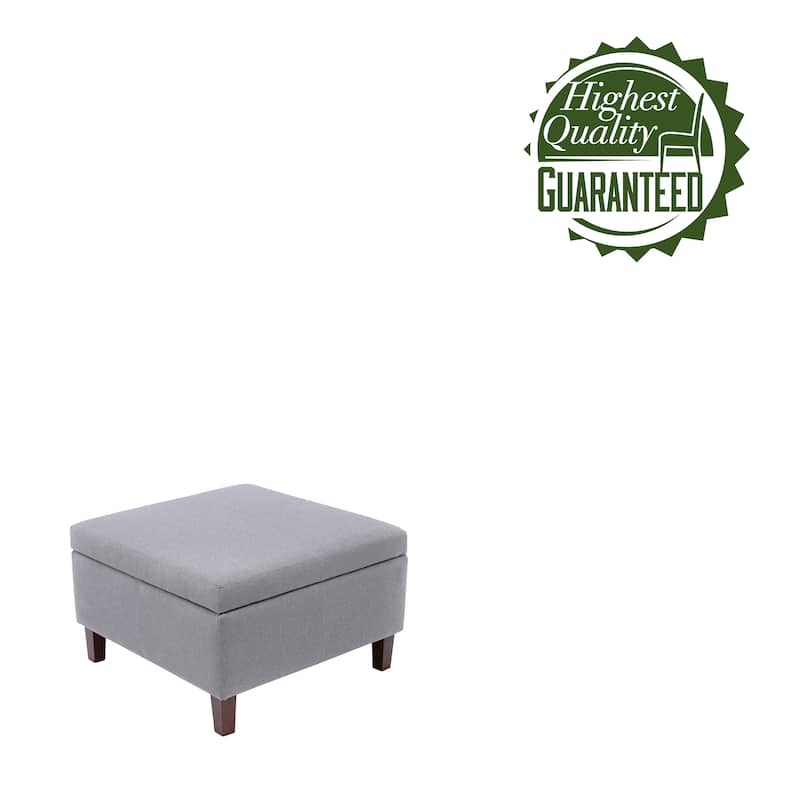 Porthos Home Jamar Fabric Square Storage Ottoman with Rubberwood Legs