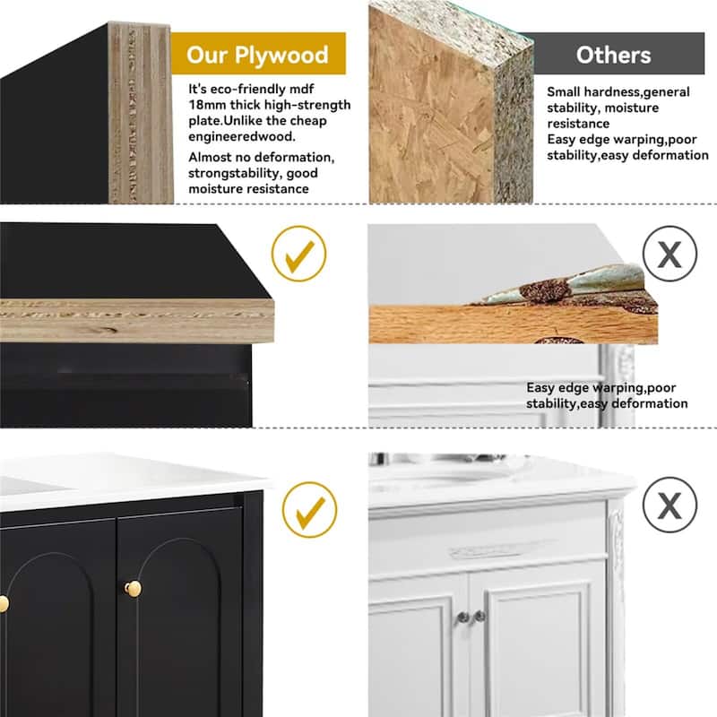 48" Bathroom Vanity with Ceramic Sink Combo, Abundant Storage Cabinet