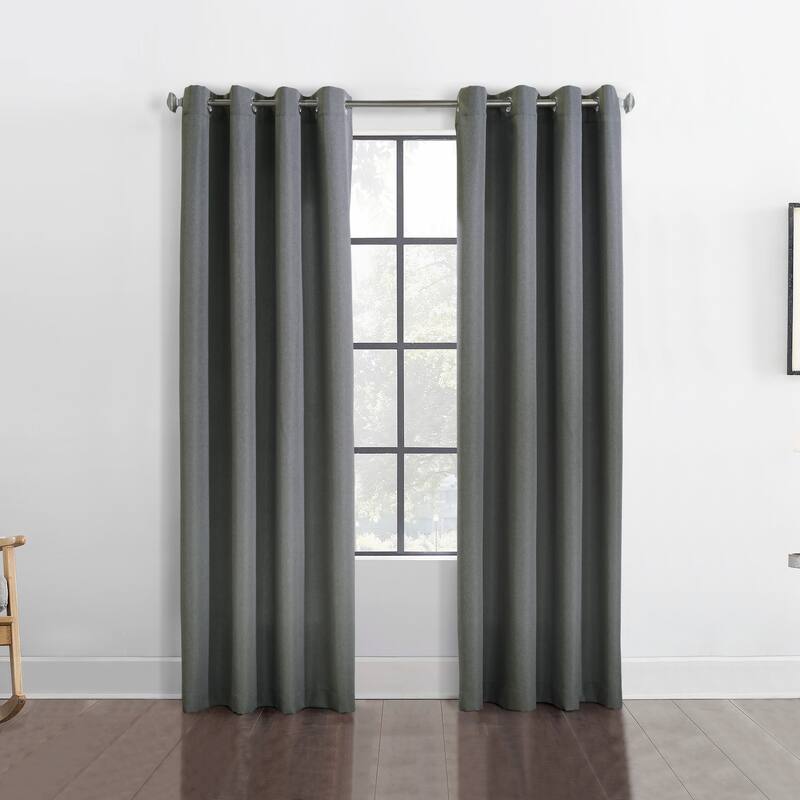 Margaret Richly Textured Woven Grommet Curtain Panel by Habitat - 52" x 108" - Charcoal