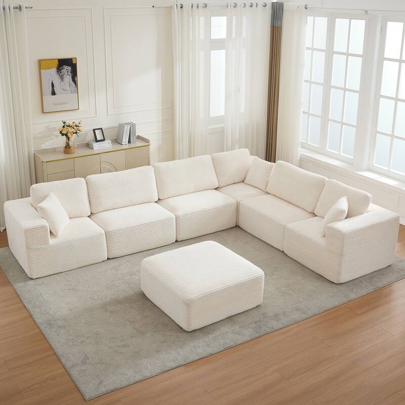 Convertible Corduroy Modular Sectional Sofa