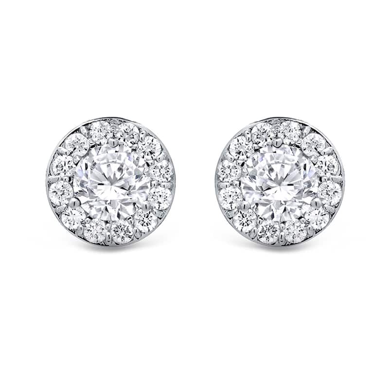 Auriya 14k Gold 3/4ctw Round Halo Diamond Stud Earrings