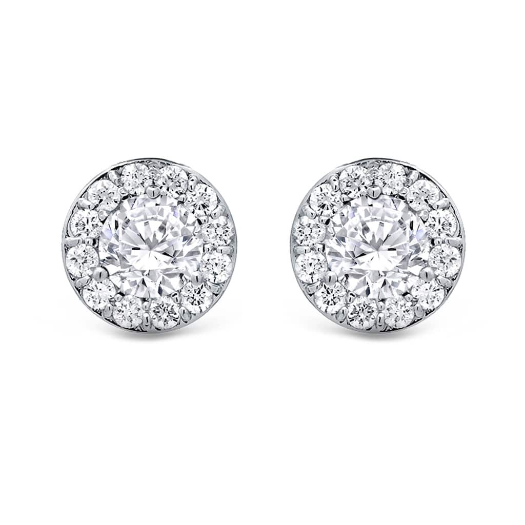 Auriya 14k Gold 3/4ctw Round Halo Diamond Stud Earrings